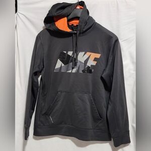 Nike Men's Charcoal Hoodie with Orange Highlights